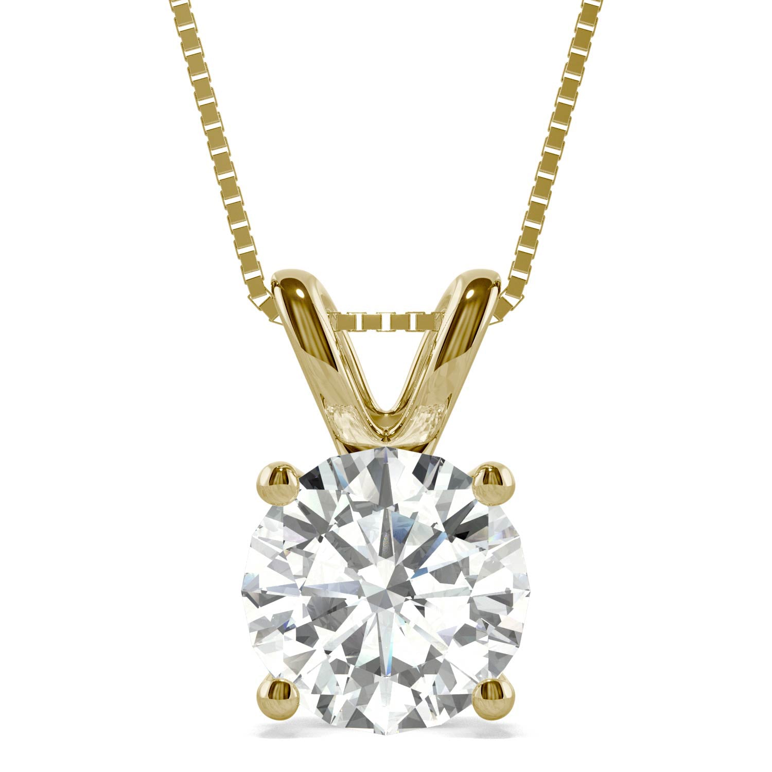 3.10 CTW DEW Round Moissanite Basket Pendant in 14K Yellow Gold