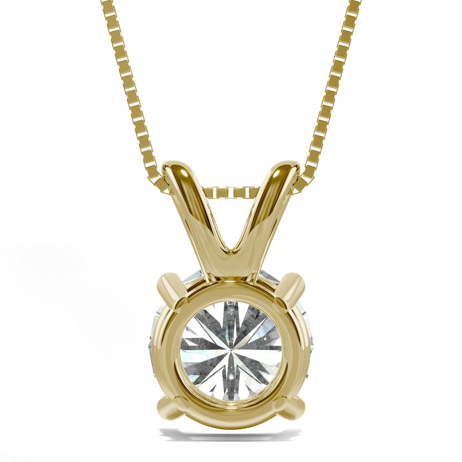 3.10 CTW DEW Round Moissanite Basket Pendant in 14K Yellow Gold