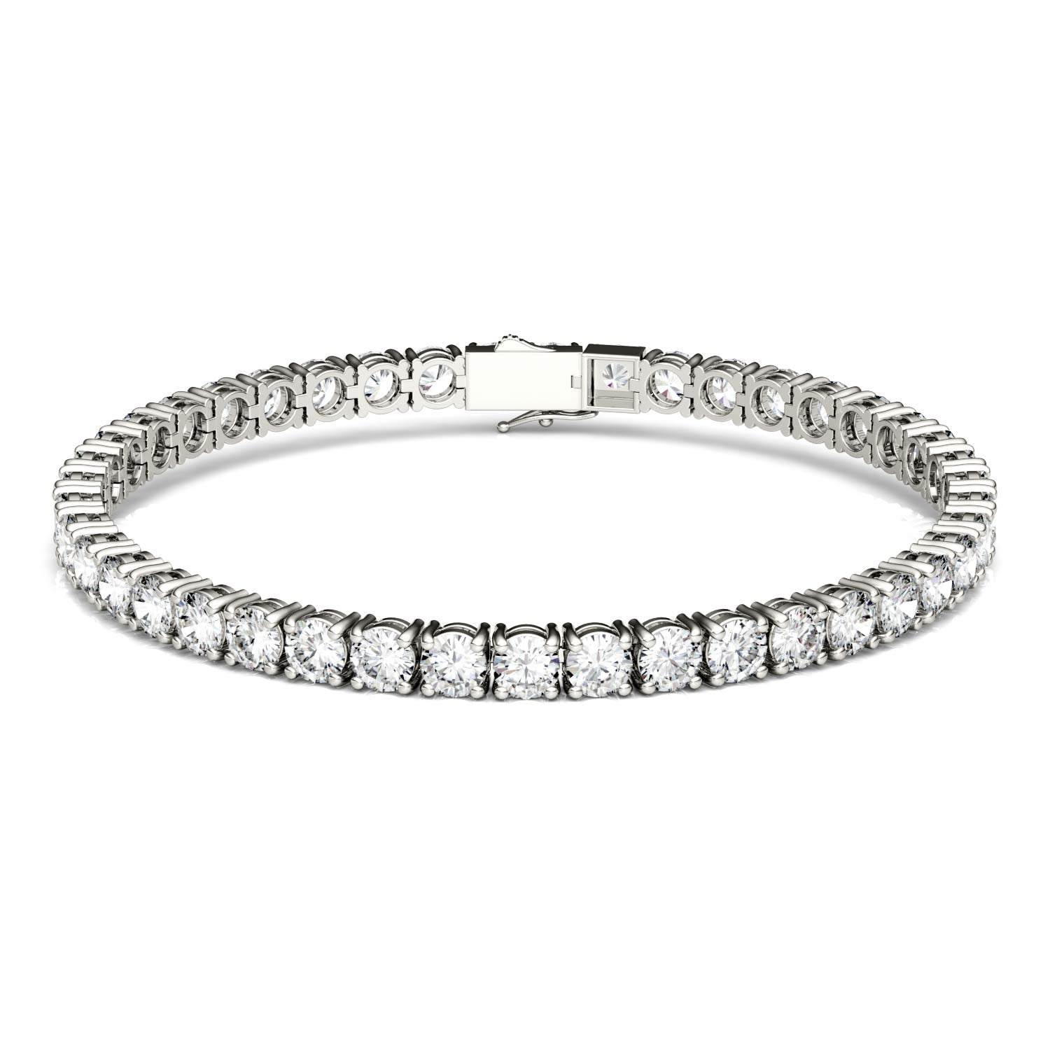 9.89 CTW DEW Round Moissanite Tennis Bracelet in 14K White Gold