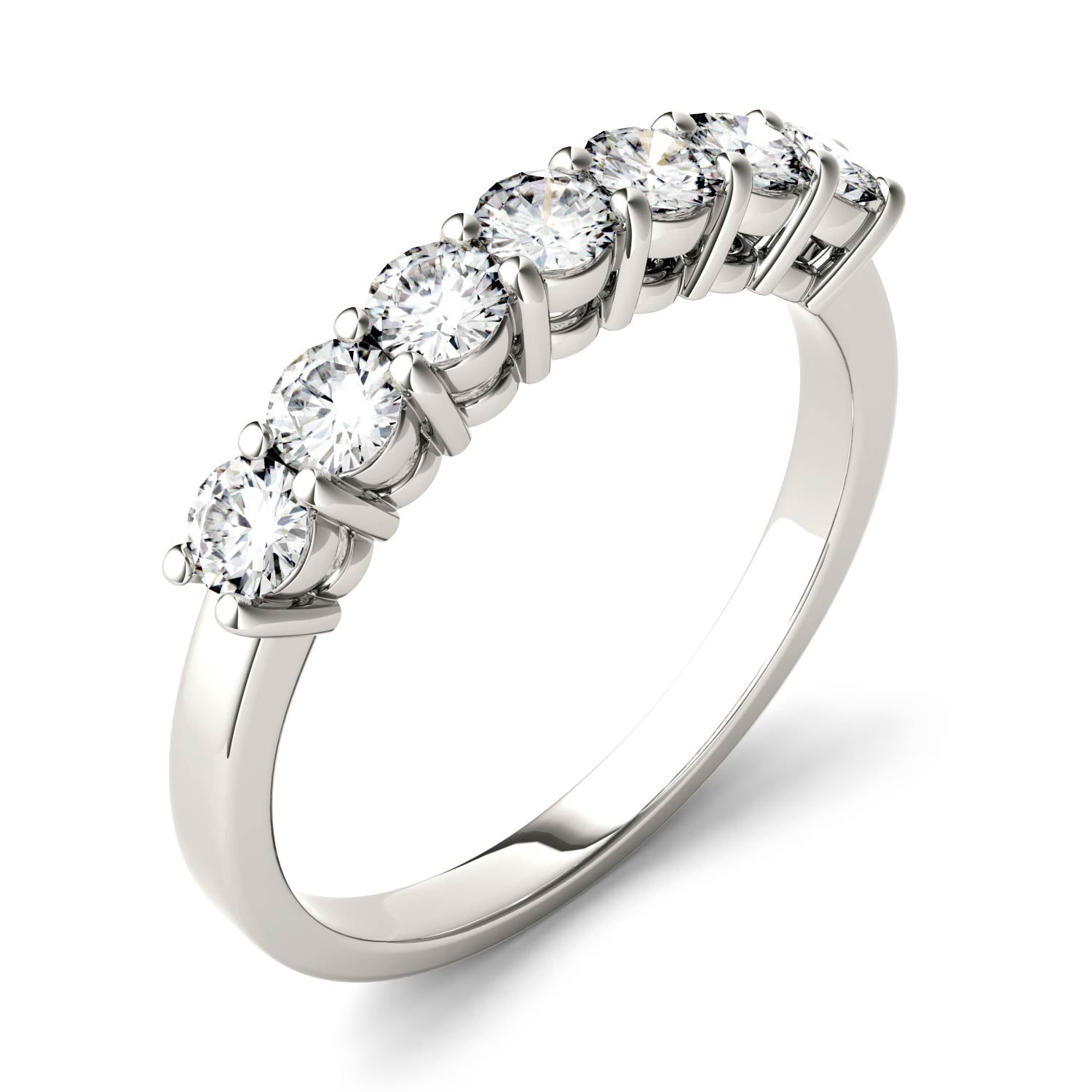 0.70 CTW DEW Round Moissanite Seven-Stone Anniversary Band in 14K White Gold