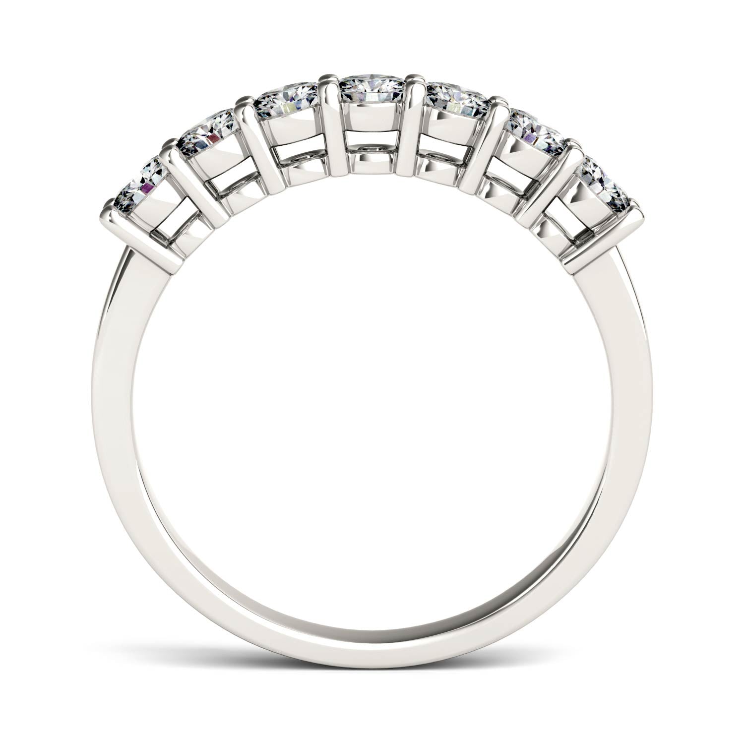 0.70 CTW DEW Round Moissanite Seven-Stone Anniversary Band in 14K White Gold