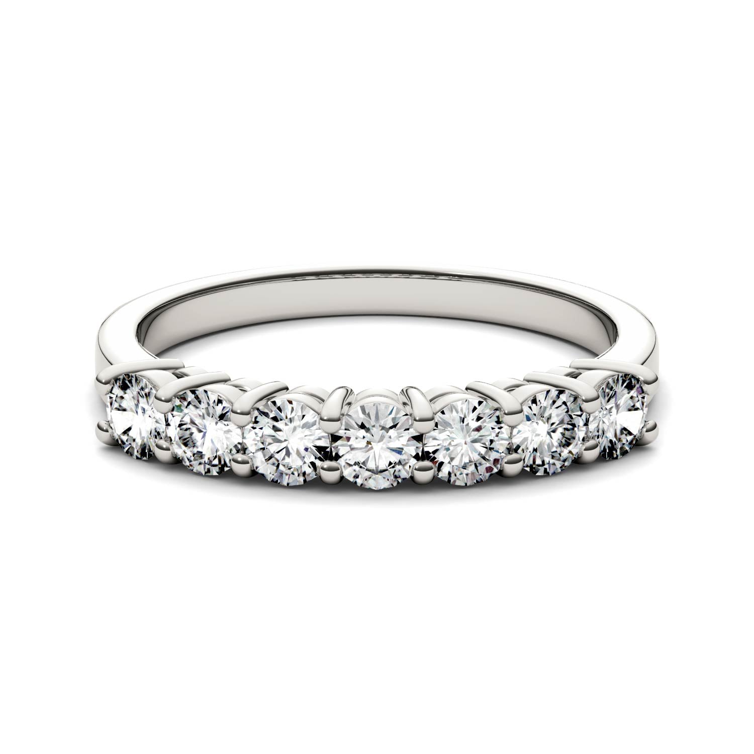 0.70 CTW DEW Round Moissanite Seven-Stone Anniversary Band in 14K White Gold
