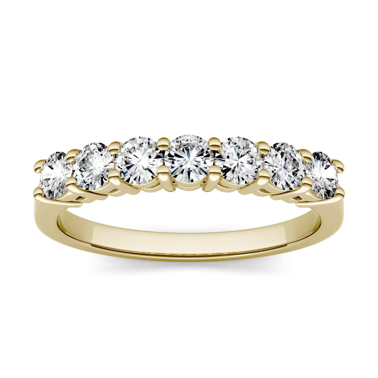 0.70 CTW DEW Round Moissanite Seven-Stone Ring in 14K Yellow Gold