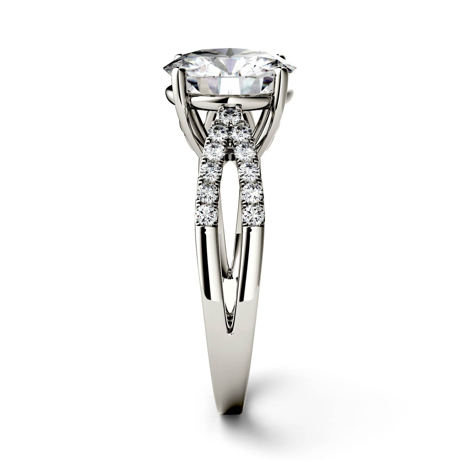 2.92 CTW DEW Round Moissanite Engagement Ring in 14K White Gold