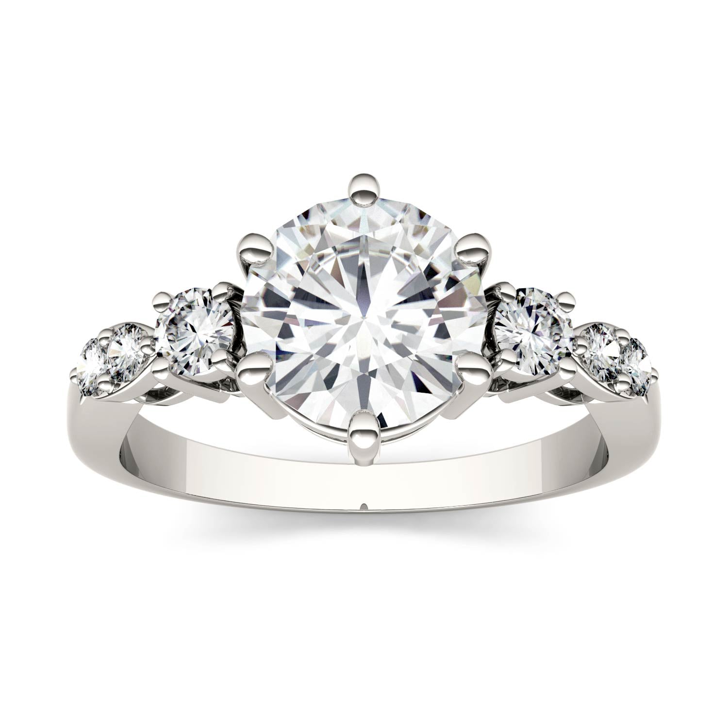 2.22 CTW DEW Round Moissanite Engagement Ring in 14K White Gold