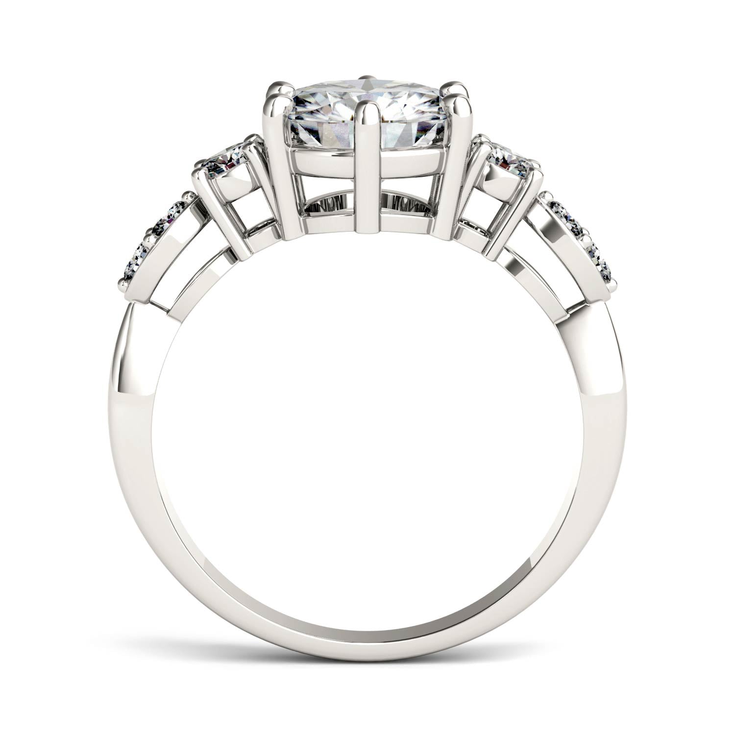 2.22 CTW DEW Round Moissanite Engagement Ring in 14K White Gold