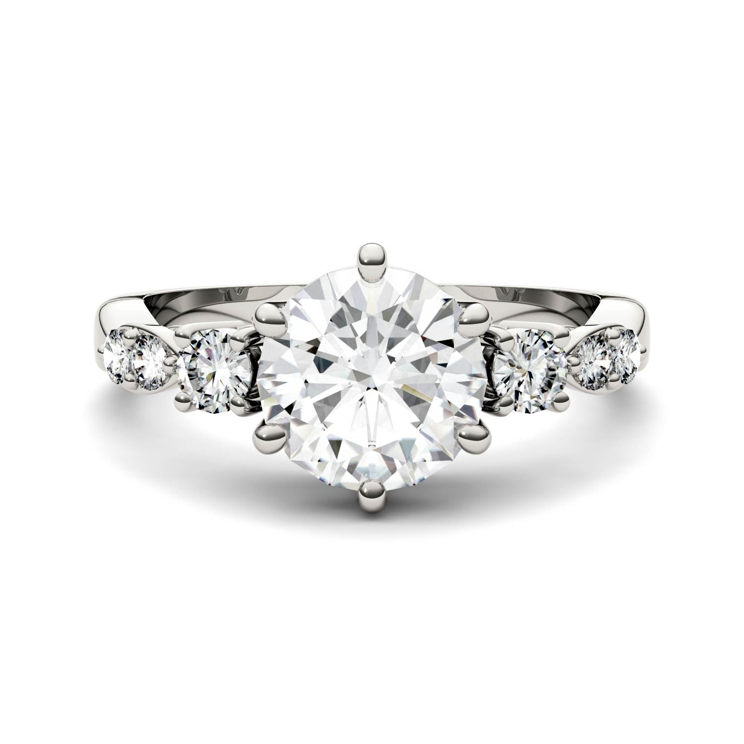 2.22 CTW DEW Round Moissanite Engagement Ring in 14K White Gold