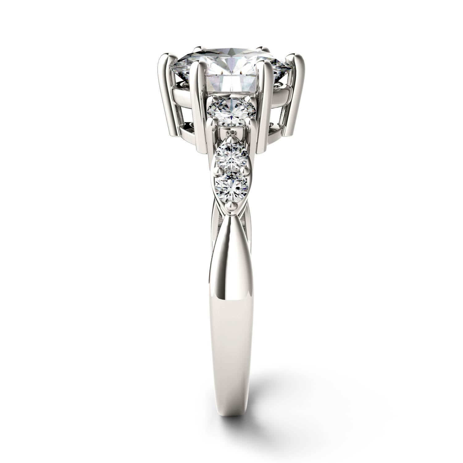 2.22 CTW DEW Round Moissanite Engagement Ring in 14K White Gold
