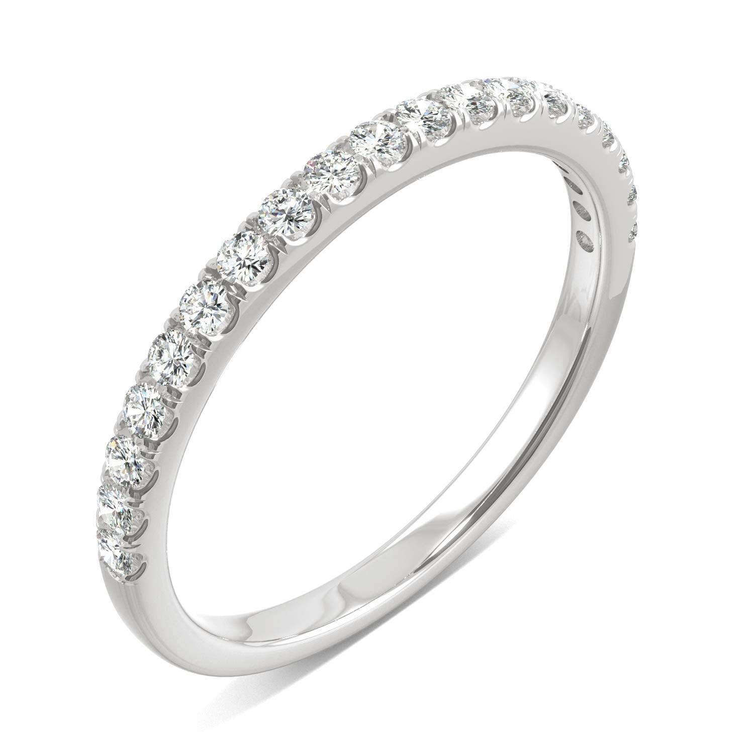 0.33 CTW DEW Round Moissanite Wedding Band in 14K White Gold