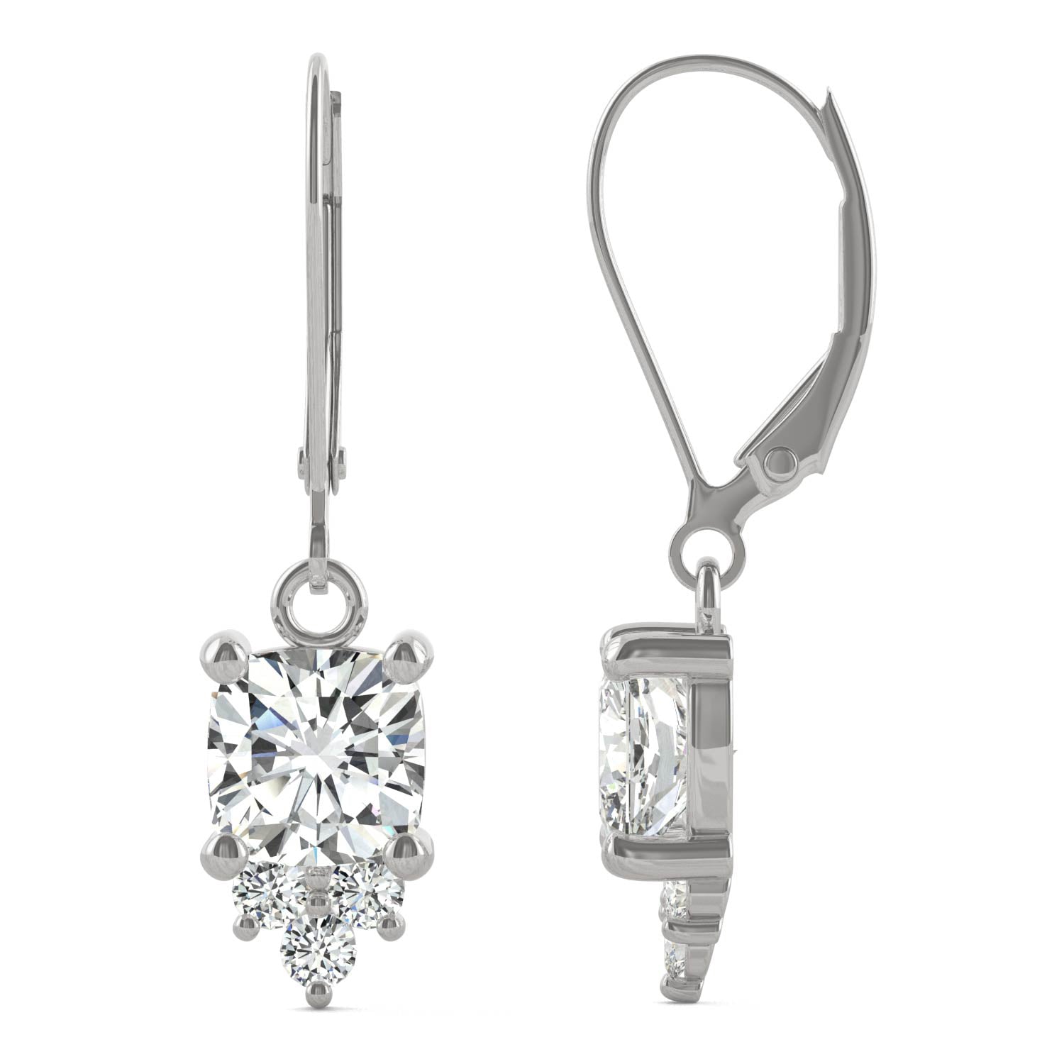 0.74 CTW DEW Cushion Moissanite Fashion Earrings in 14K White Gold