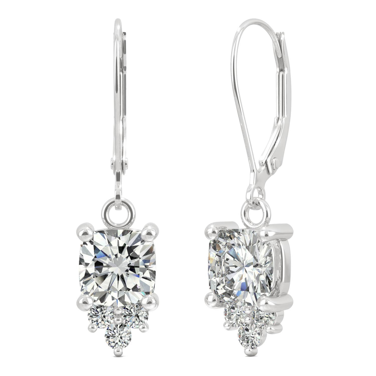 0.74 CTW DEW Cushion Moissanite Fashion Earrings in 14K White Gold