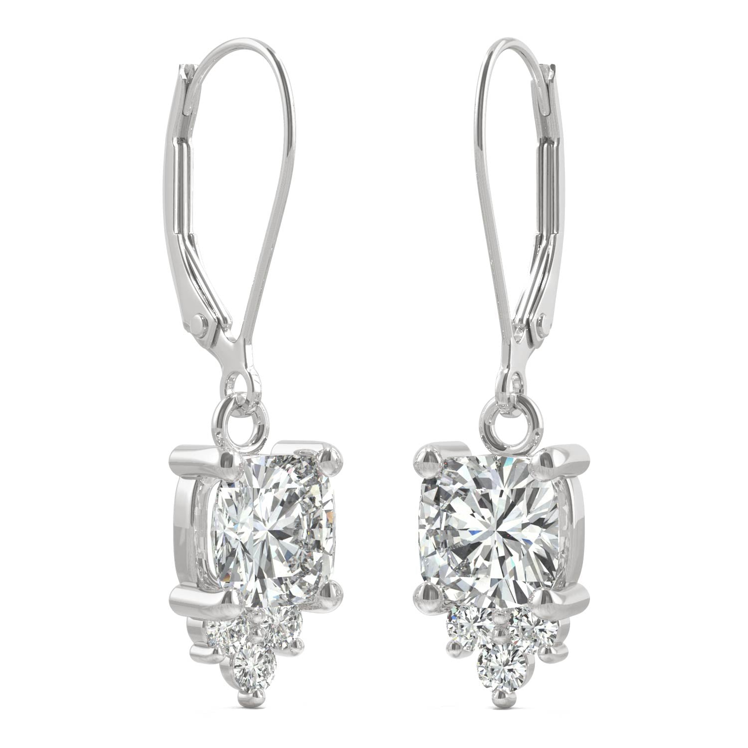 0.74 CTW DEW Cushion Moissanite Fashion Earrings in 14K White Gold