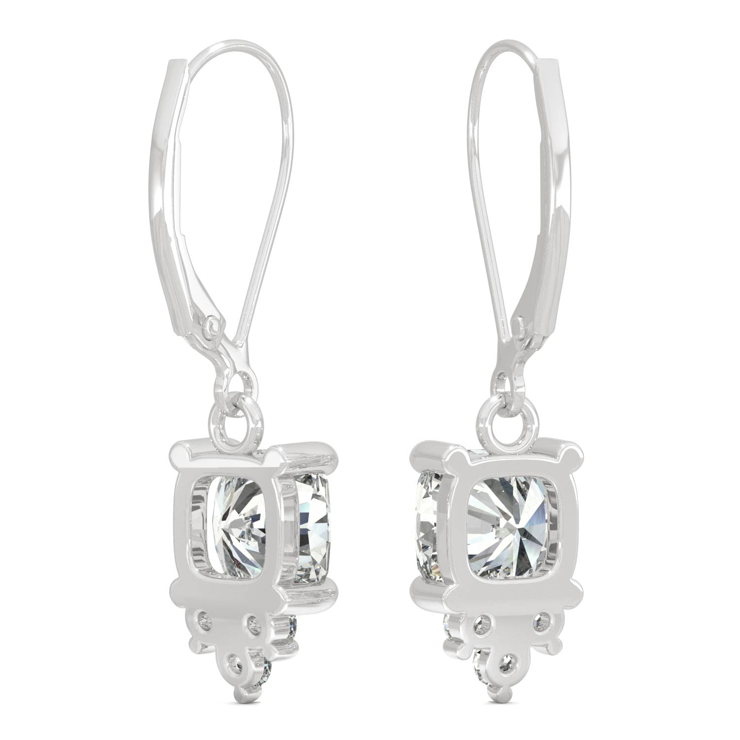 0.74 CTW DEW Cushion Moissanite Fashion Earrings in 14K White Gold
