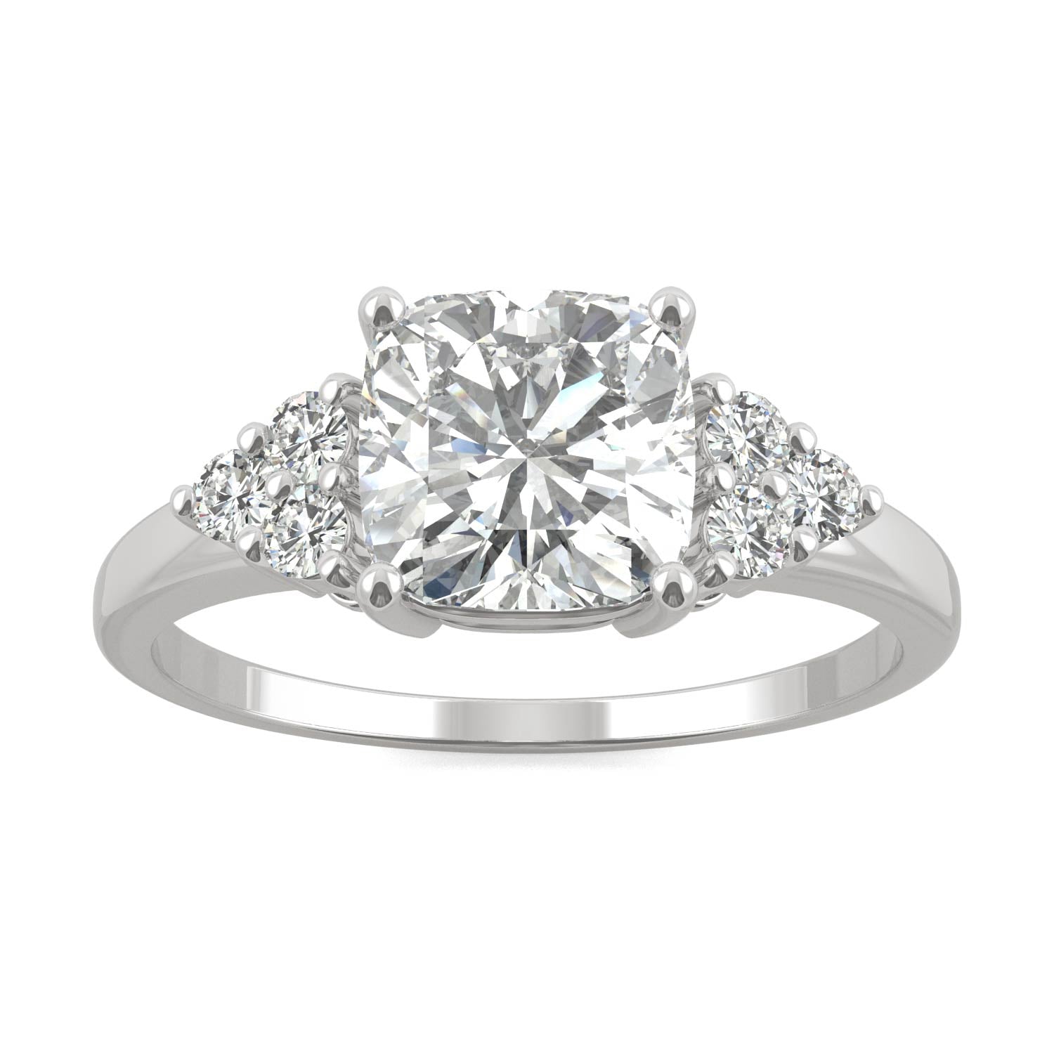 1.88 CTW DEW Cushion Moissanite Engagement Ring in 14K White Gold