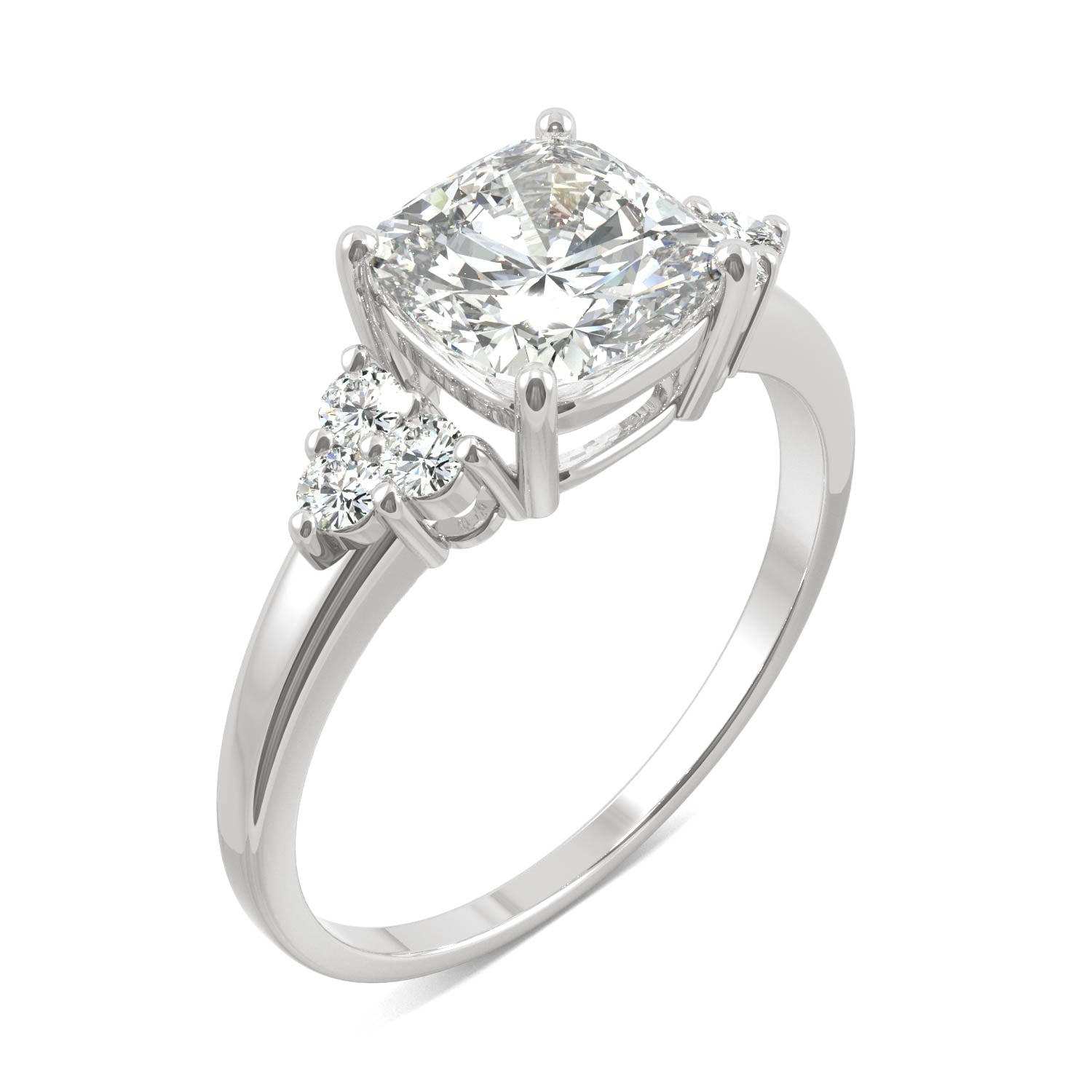 1.88 CTW DEW Cushion Moissanite Engagement Ring in 14K White Gold