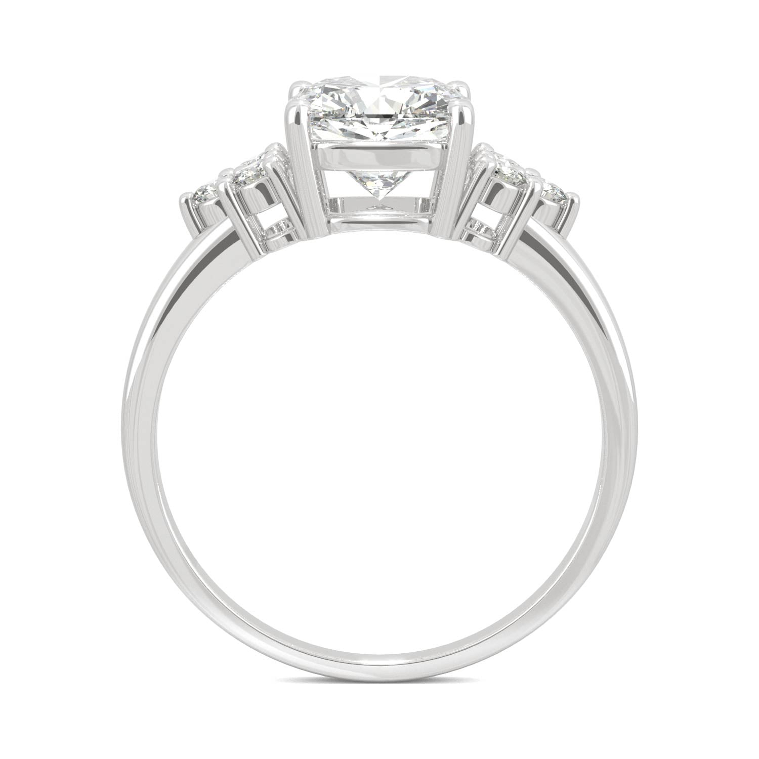 1.88 CTW DEW Cushion Moissanite Engagement Ring in 14K White Gold