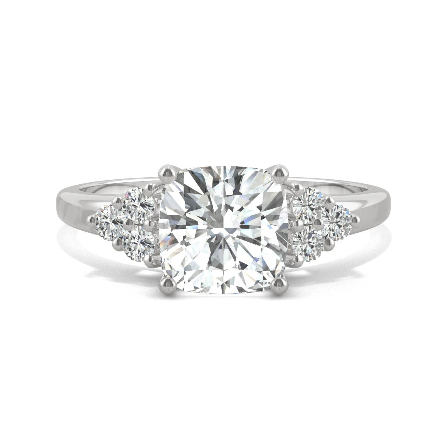 1.88 CTW DEW Cushion Moissanite Engagement Ring in 14K White Gold