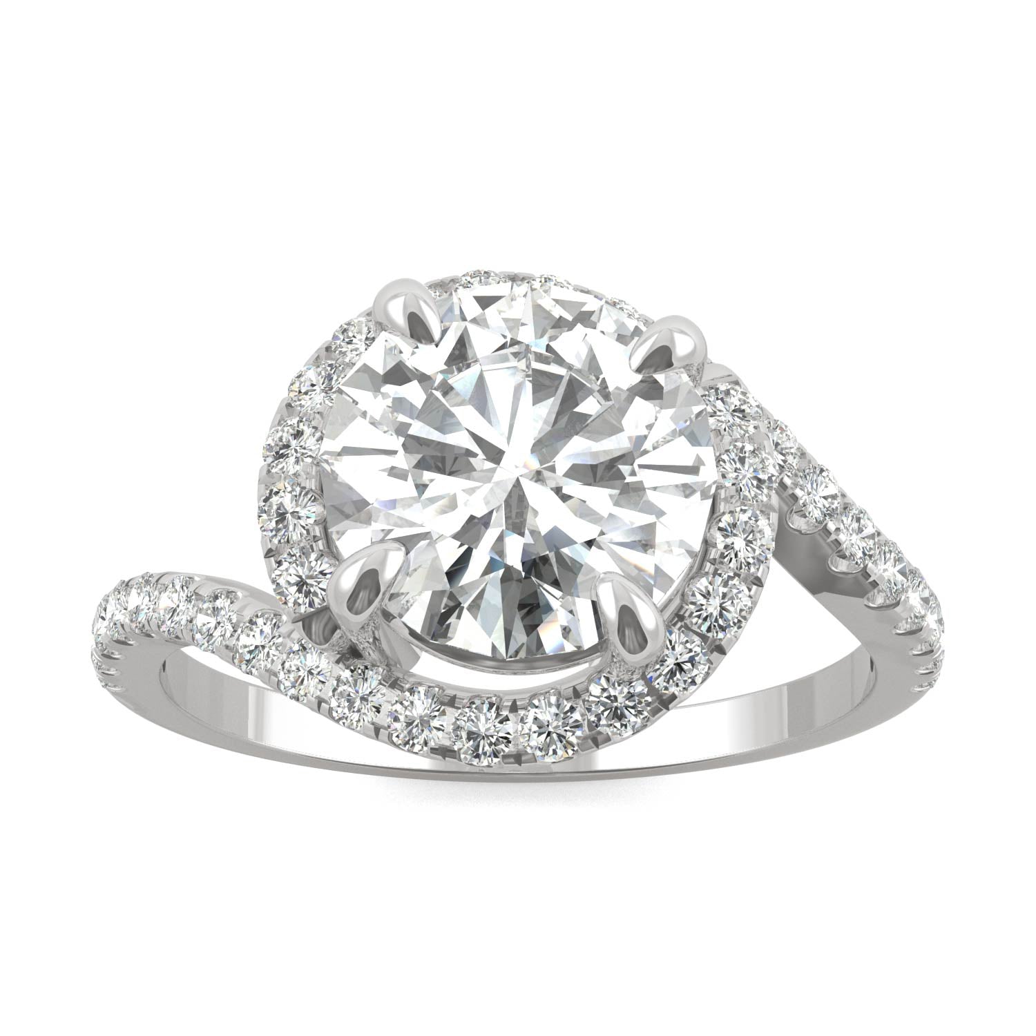 2.24 CTW DEW Round Moissanite Engagement Ring in 14K White Gold