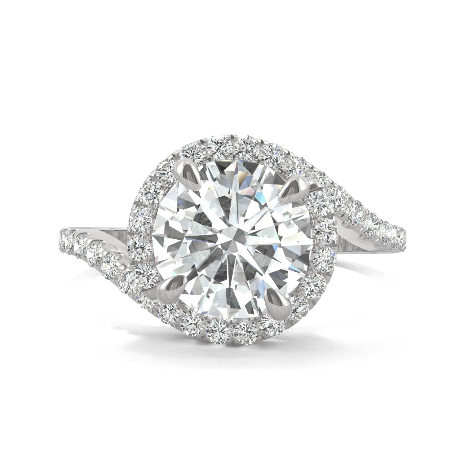 2.24 CTW DEW Round Moissanite Engagement Ring in 14K White Gold