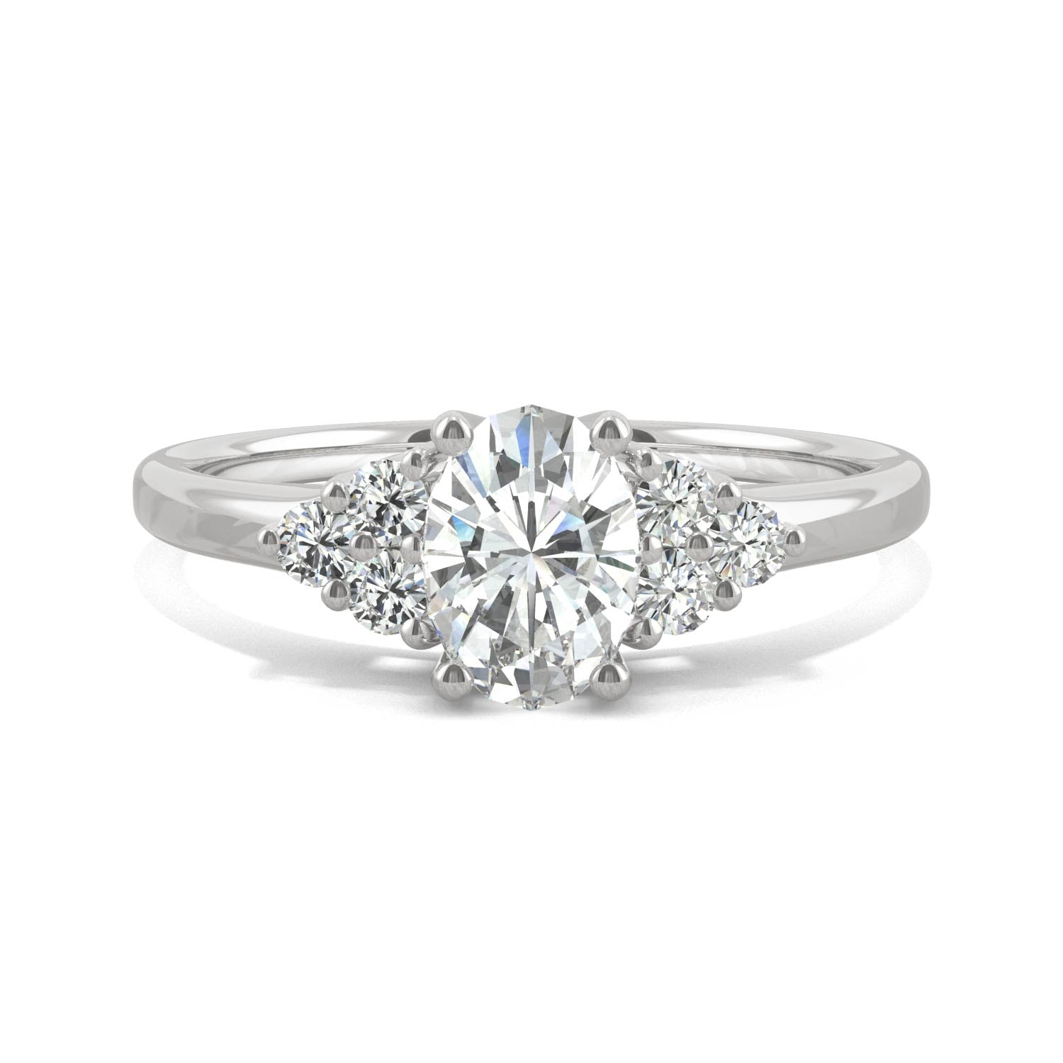 1.08 CTW DEW Oval Moissanite Engagement Ring in 14K White Gold