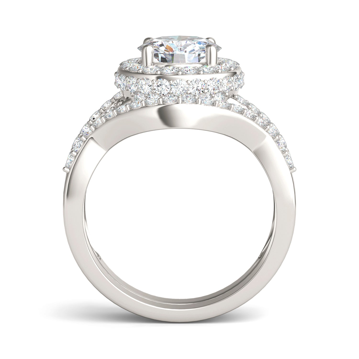 2.81 CTW DEW Round Moissanite Halo Set in 14K White Gold