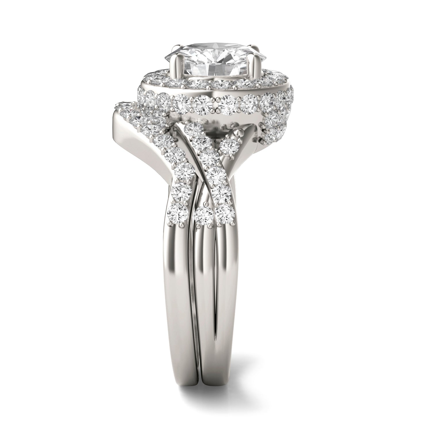 2.81 CTW DEW Round Moissanite Halo Set in 14K White Gold