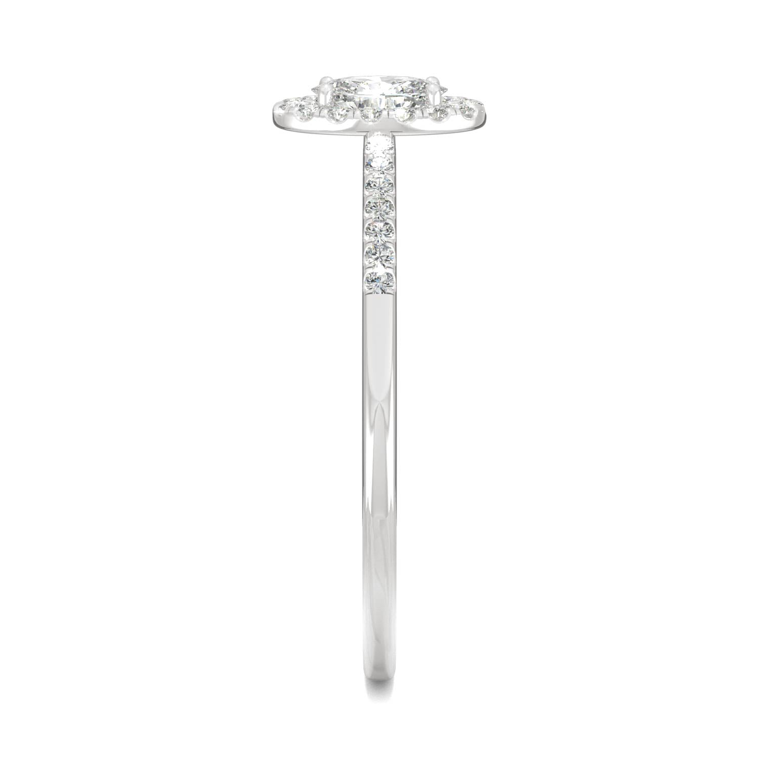 0.41 CTW DEW Oval Moissanite Halo Ring in 14K White Gold