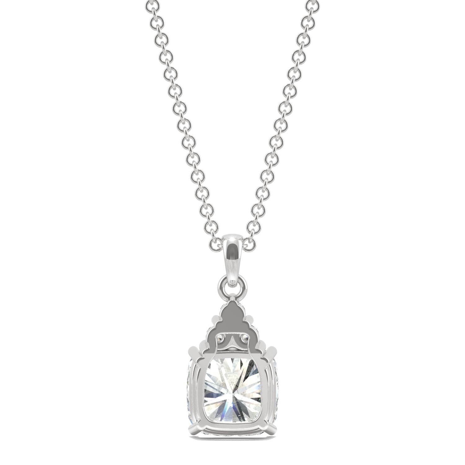 1.79 CTW DEW Cushion Moissanite Fashion Necklace in 14K White Gold