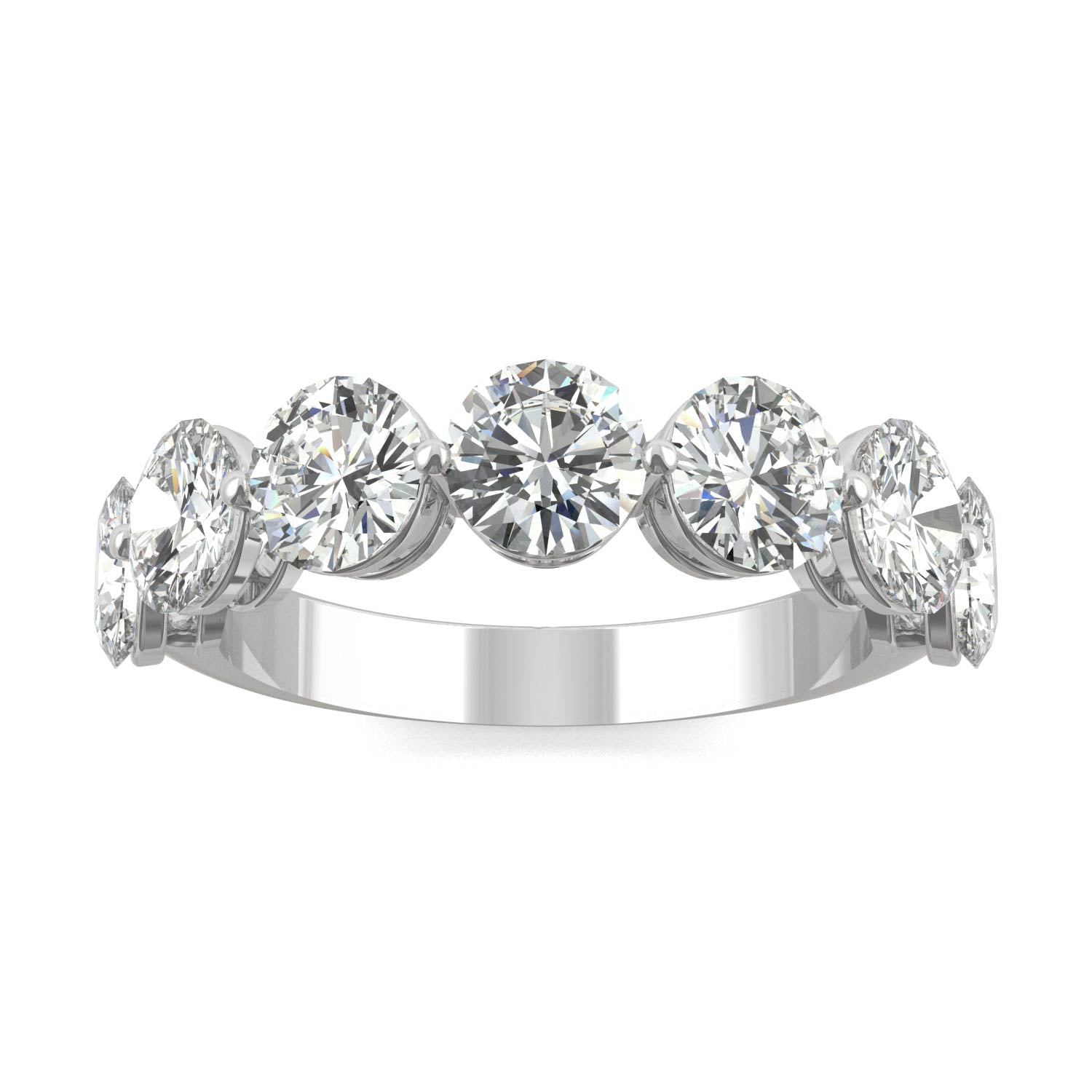 3.50 CTW DEW Round Moissanite Seven-Stone Ring in 14K White Gold