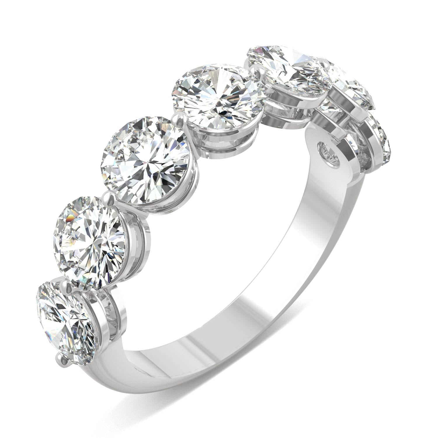 3.50 CTW DEW Round Moissanite Seven-Stone Ring in 14K White Gold
