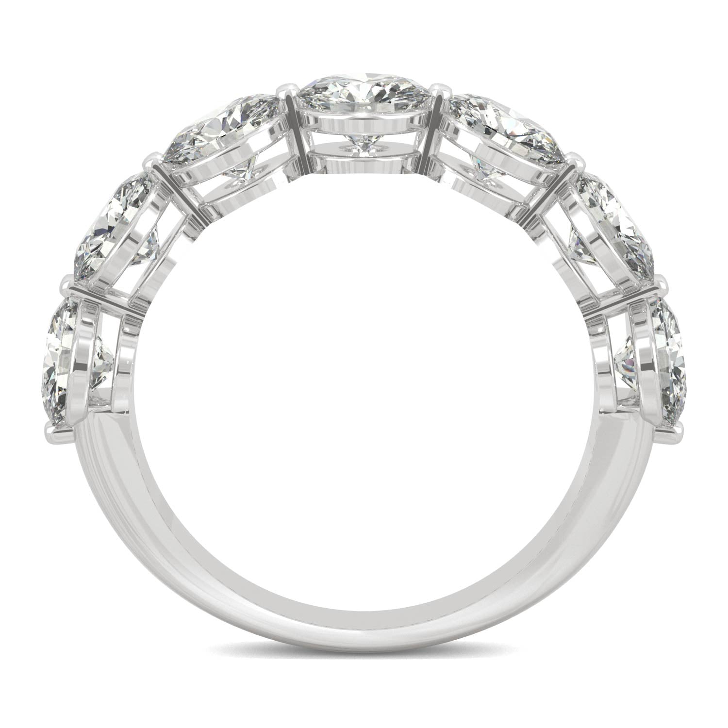 3.50 CTW DEW Round Moissanite Seven-Stone Ring in 14K White Gold