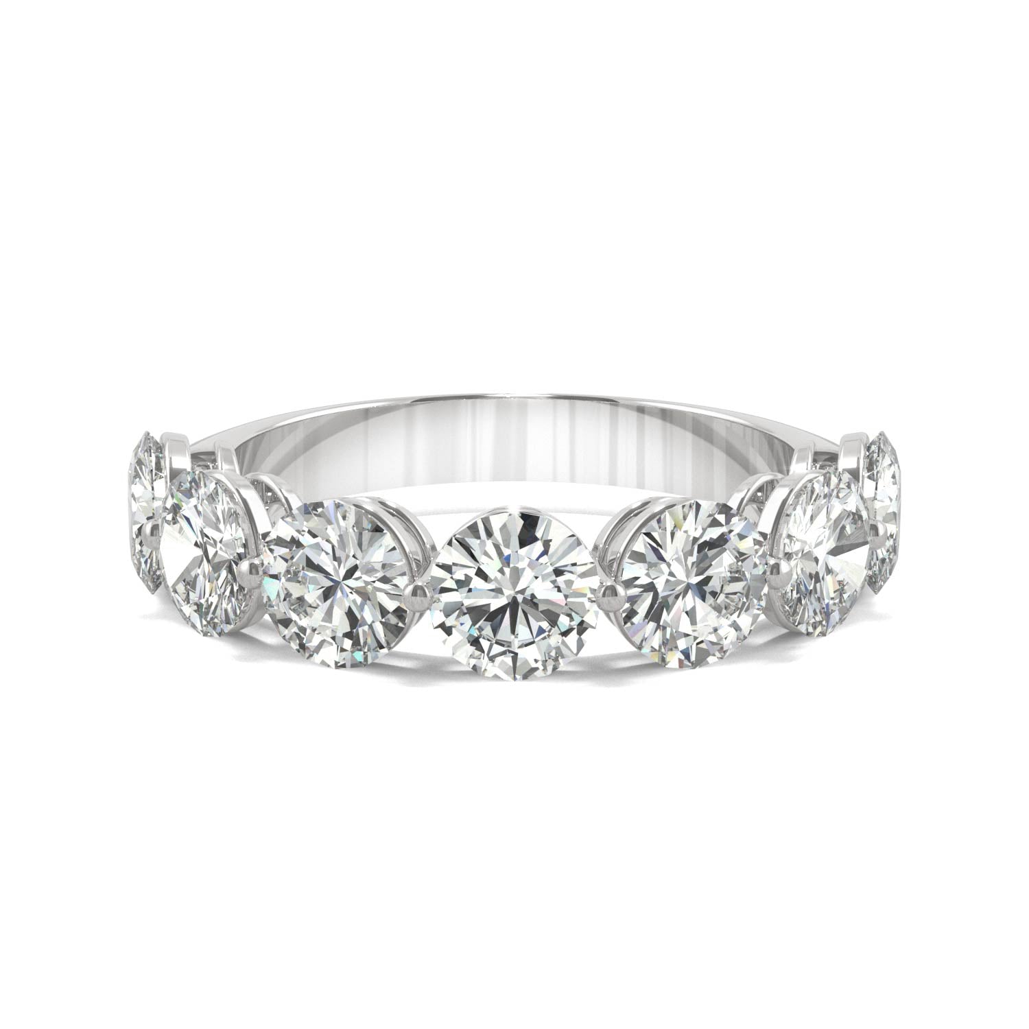 3.50 CTW DEW Round Moissanite Seven-Stone Ring in 14K White Gold