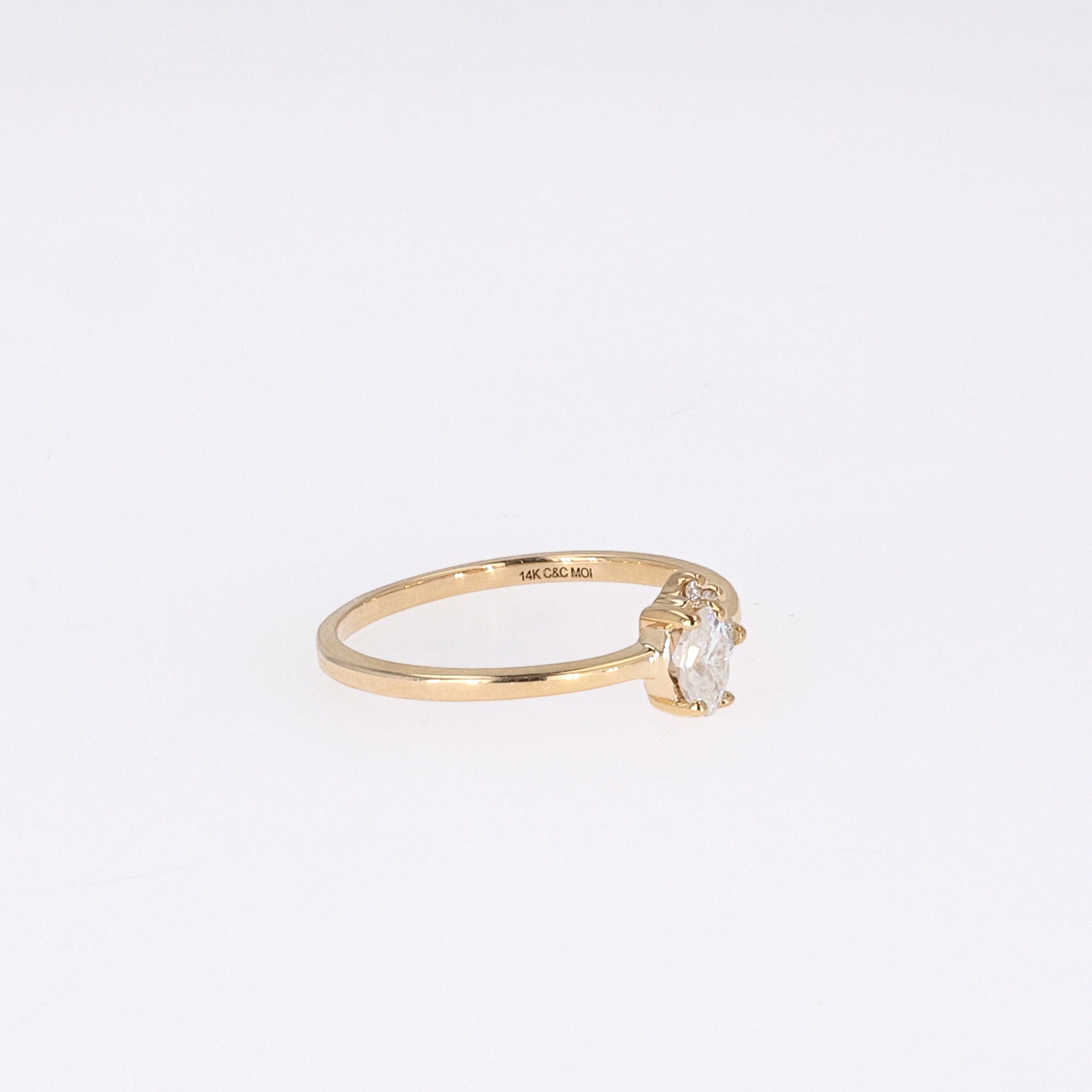 0.31 CTW DEW Oval Near-Colorless Moissanite Fashion Ring in 14K Yellow Gold