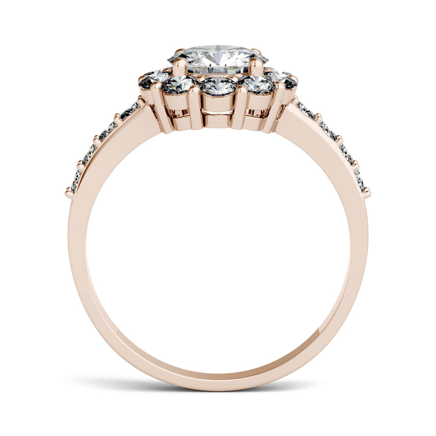 1.78 CTW DEW Round Moissanite Halo Ring in 14K Rose Gold