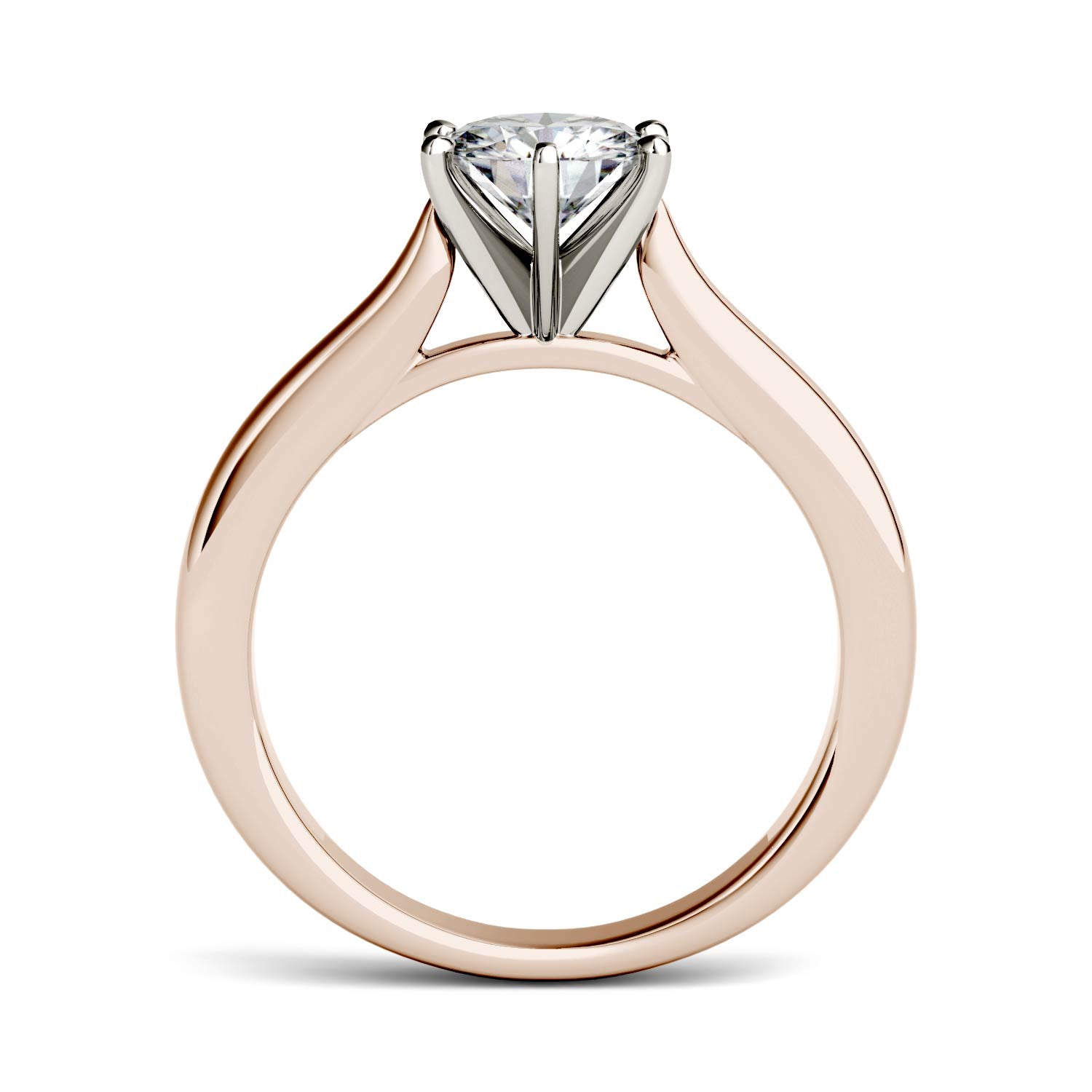 1.00 CTW DEW Round Moissanite Engagement Ring in 14K Two-Toned Gold