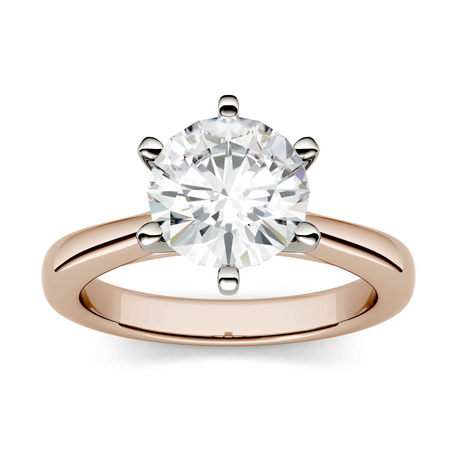 1.90 CTW DEW Round Moissanite Engagement Ring in 14K Two-Toned Gold