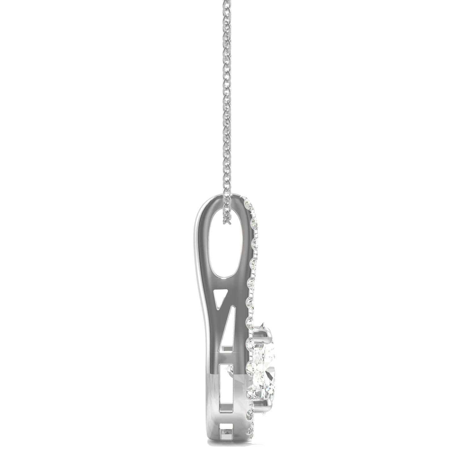 1.61 CTW DEW Round Moissanite Accented Drop Pendant in 14K White Gold