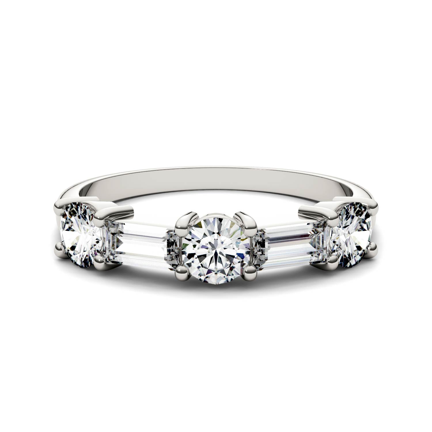1.15 CTW DEW Straight Baguette Moissanite Stackable Ring in 14K White Gold