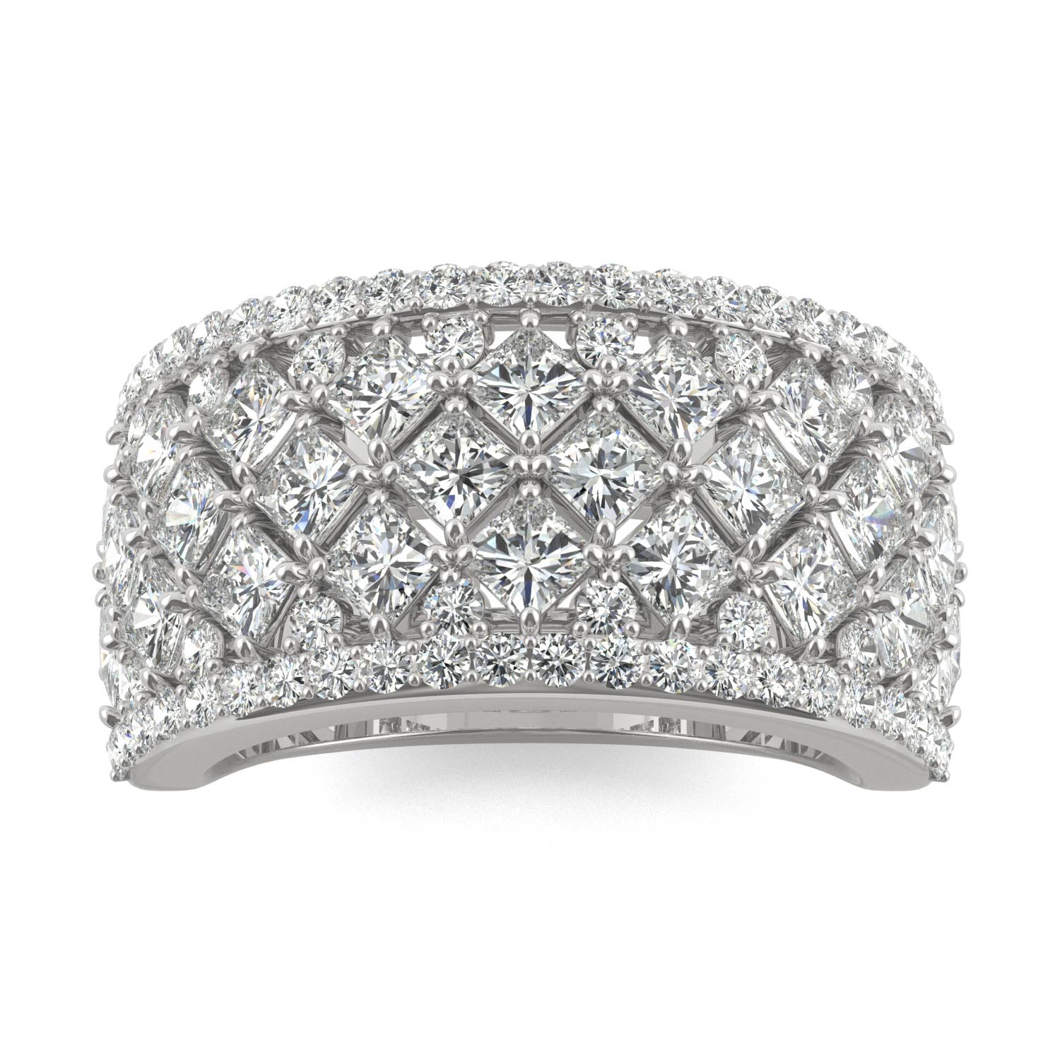 3.74 CTW DEW Square Moissanite Fashion Ring in 14K White Gold