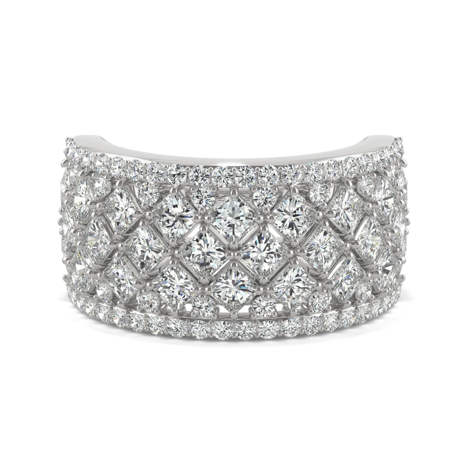 3.74 CTW DEW Square Moissanite Fashion Ring in 14K White Gold
