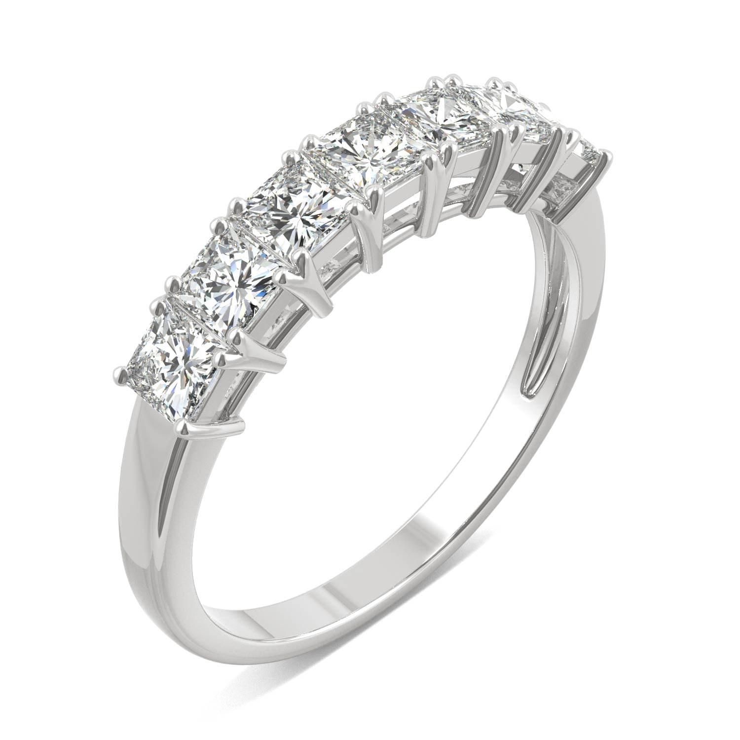 2.87 CTW DEW Square Moissanite Anniversary Band in 14K White Gold