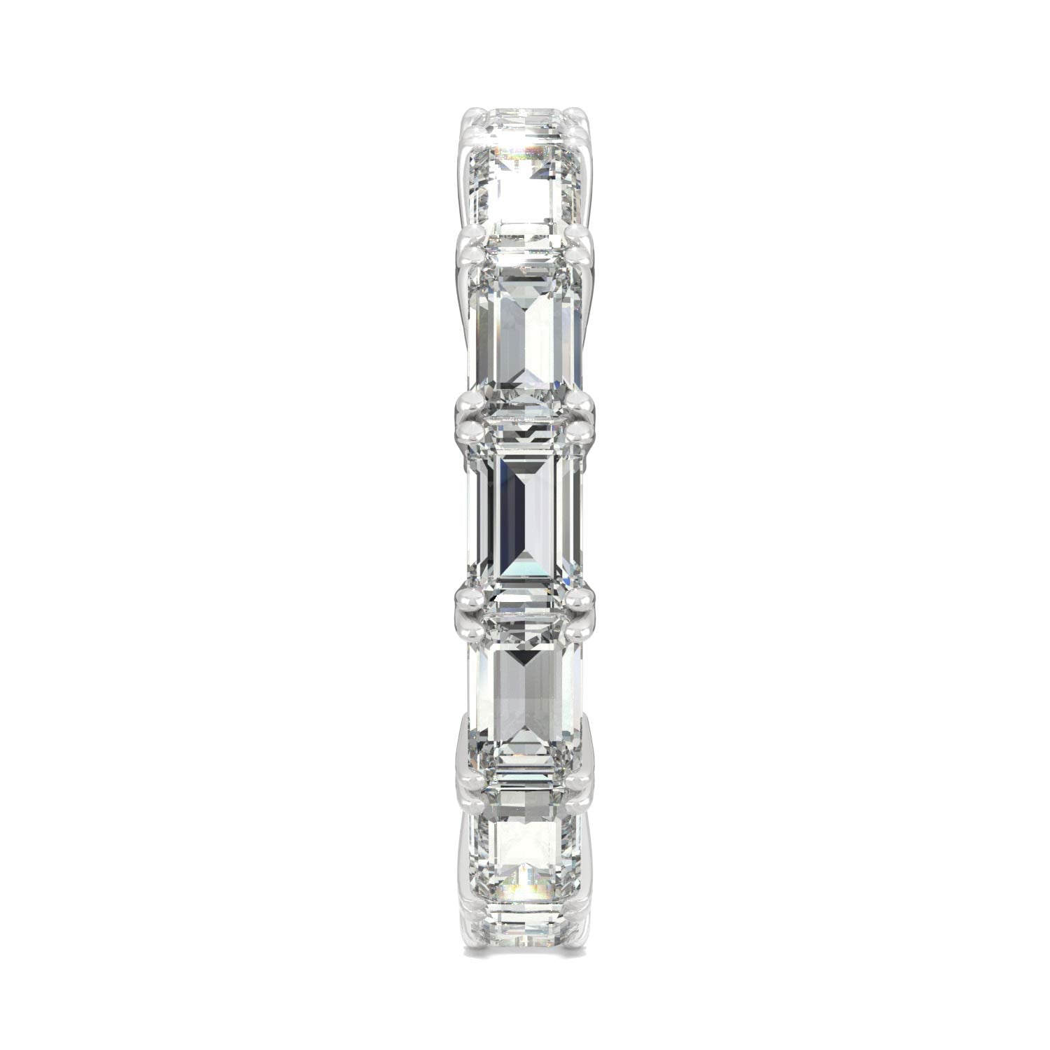 3.78 CTW DEW Emerald Moissanite East-West Eternity Band in 14K White Gold