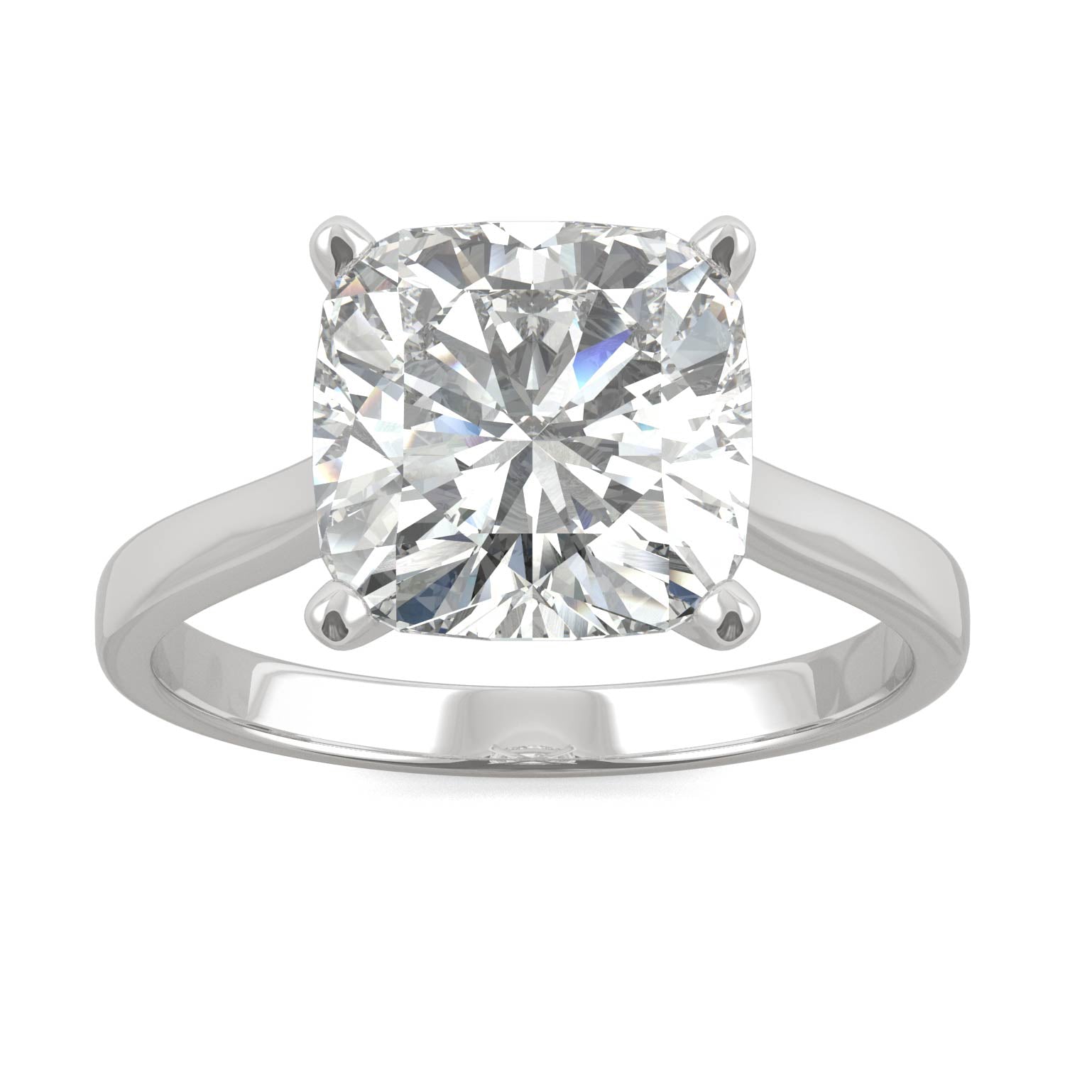 3.30 CTW DEW Cushion Moissanite Engagement Ring in 14K White Gold