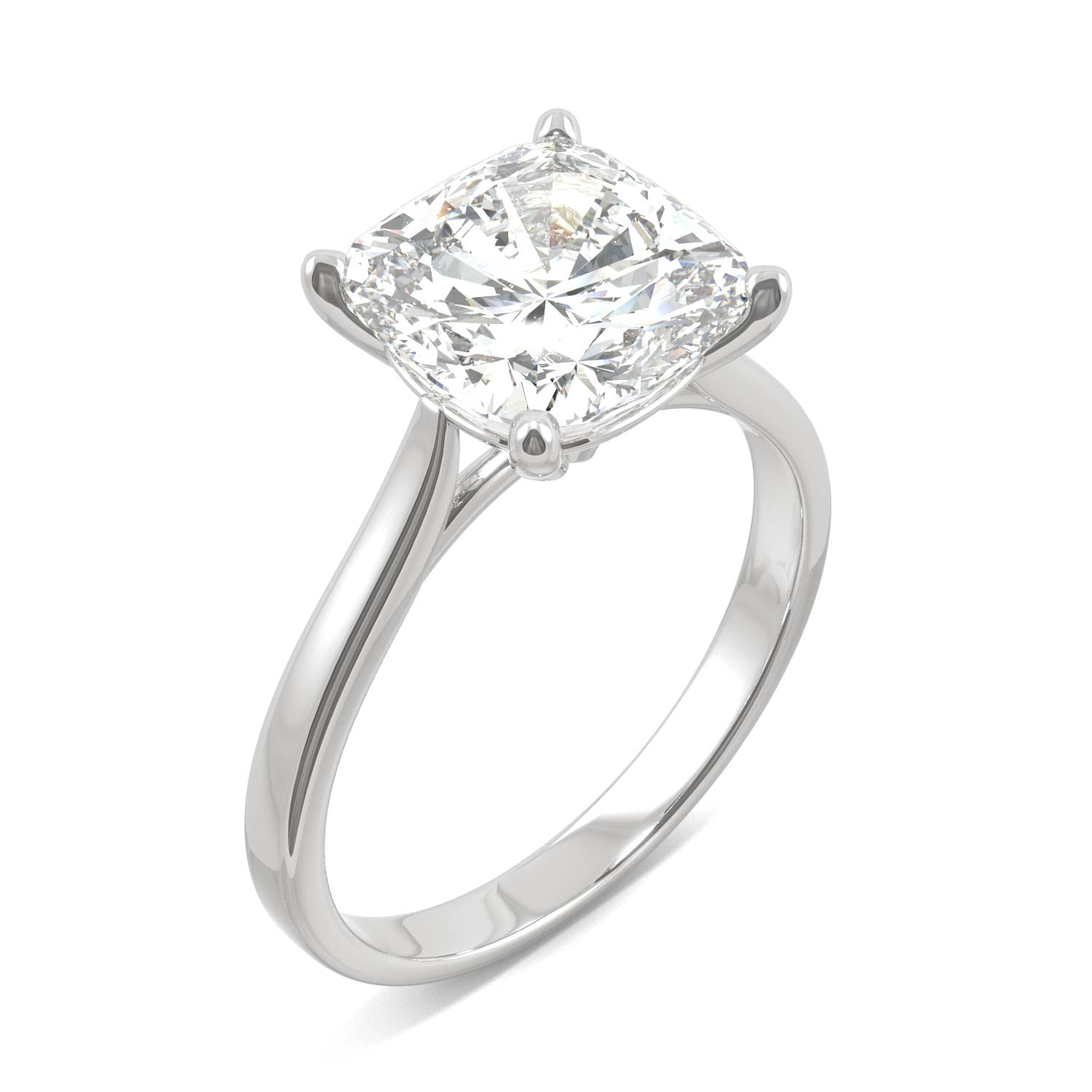 3.30 CTW DEW Cushion Moissanite Engagement Ring in 14K White Gold