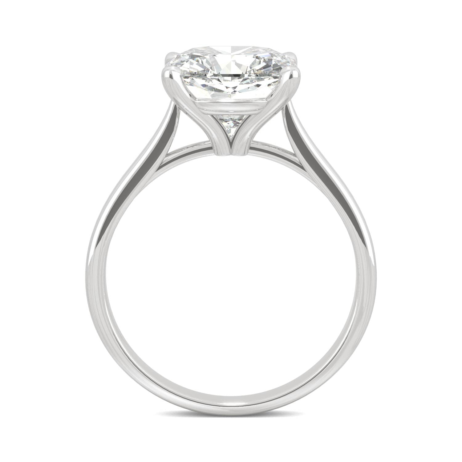 3.30 CTW DEW Cushion Moissanite Engagement Ring in 14K White Gold
