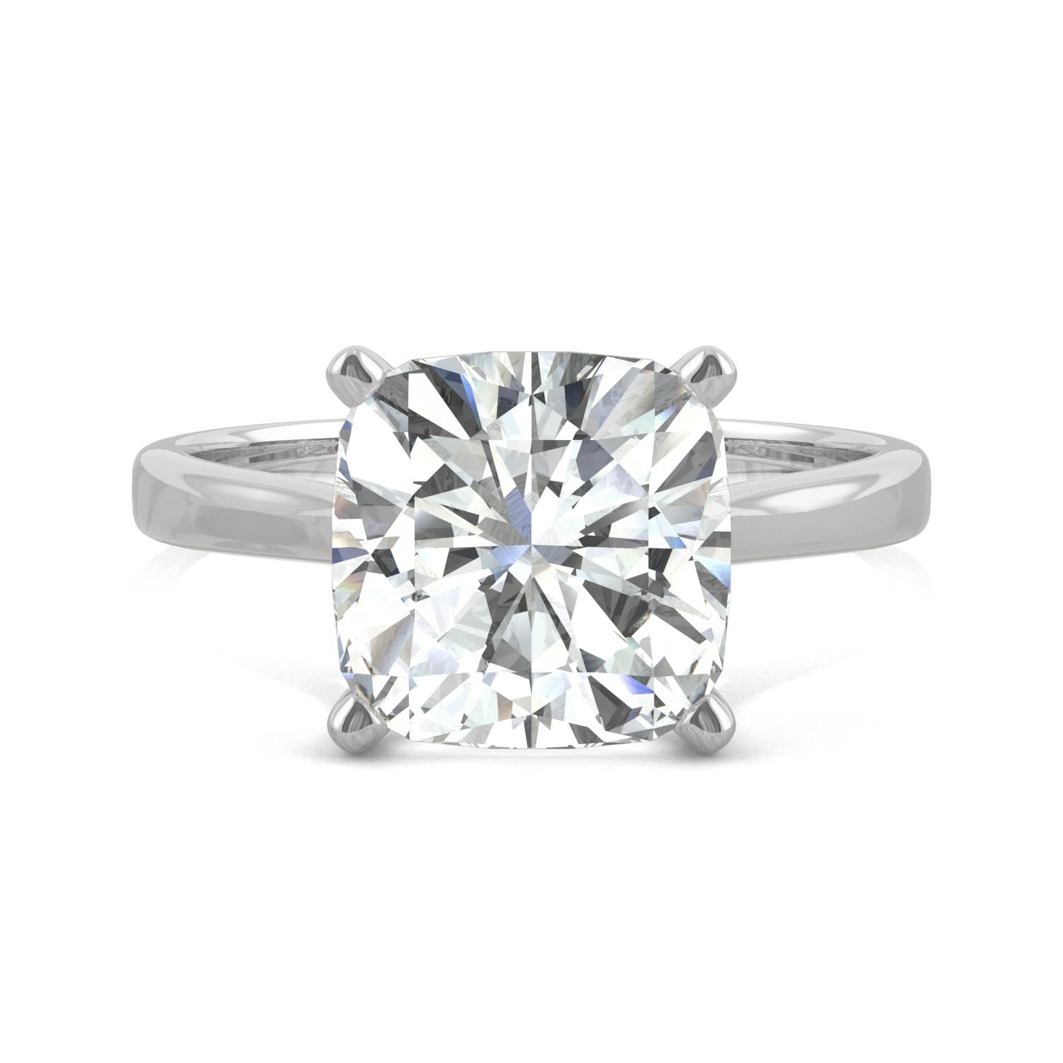 3.30 CTW DEW Cushion Moissanite Engagement Ring in 14K White Gold
