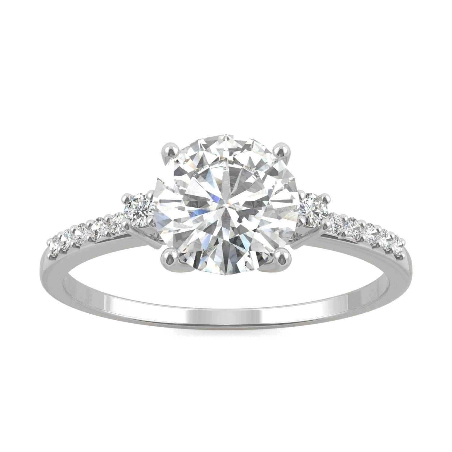 1.31 CTW DEW Round Moissanite Engagement Ring in 14K White Gold