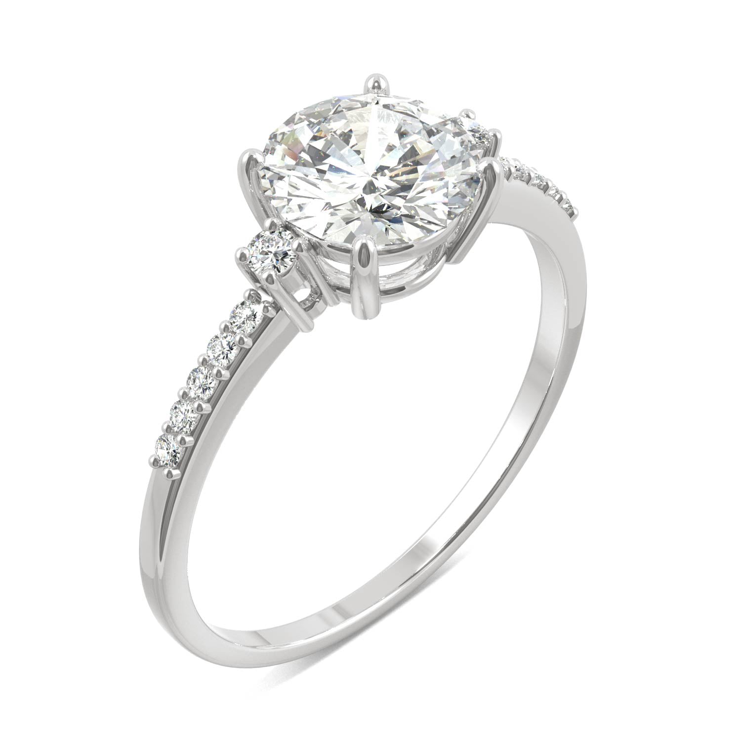 1.31 CTW DEW Round Moissanite Engagement Ring in 14K White Gold