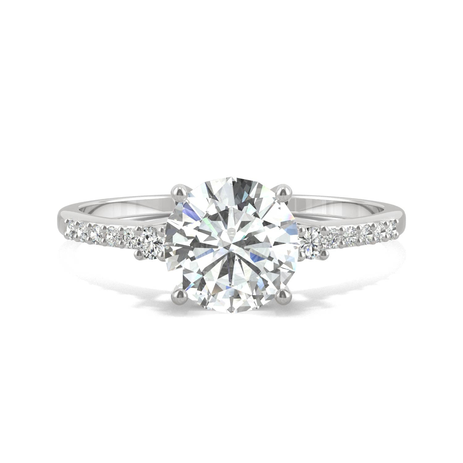 1.31 CTW DEW Round Moissanite Engagement Ring in 14K White Gold
