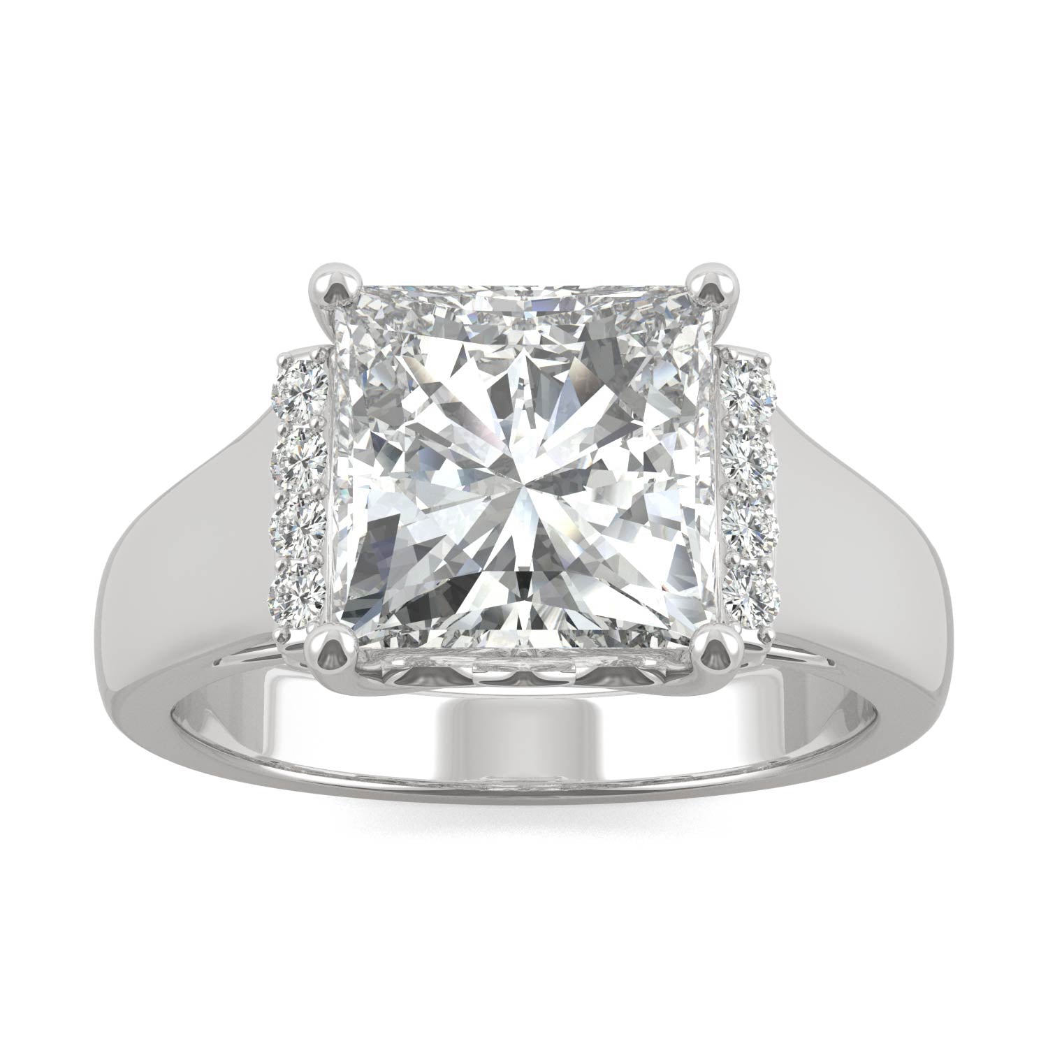 3.72 CTW DEW Square Moissanite Fashion Ring in 14K White Gold